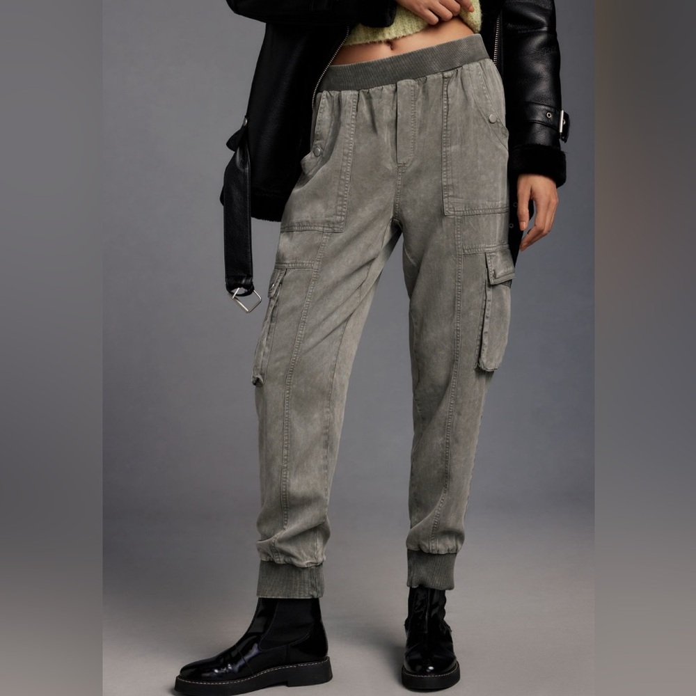 Anthropologie NEW Moss grey green cargo jogger pants with pockets